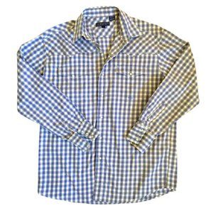 Roper Western Shirt Pearl Snaps Plaid Cotton Large